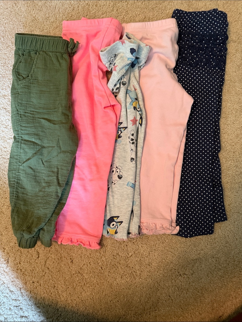 5-pack. Sizes 18-24 months pants/leggings. Excellent condition.